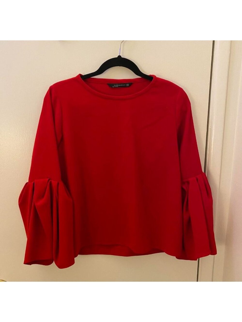 Red bell sleeve top from Zara
